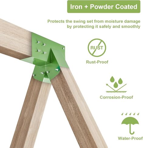 Gribouillage Swing Set Bracket 12 "Swing Bracket A-Frame Construction Swing Set الأجهزة مادة حديدية مع مسحوق أخضر نهاية قوس مجموعة أرجوحة مجموعة لساقين (4"x4") و1 (4"x6") شعاع، 2 جهاز كمبيوتر شخصى in Kuwait
