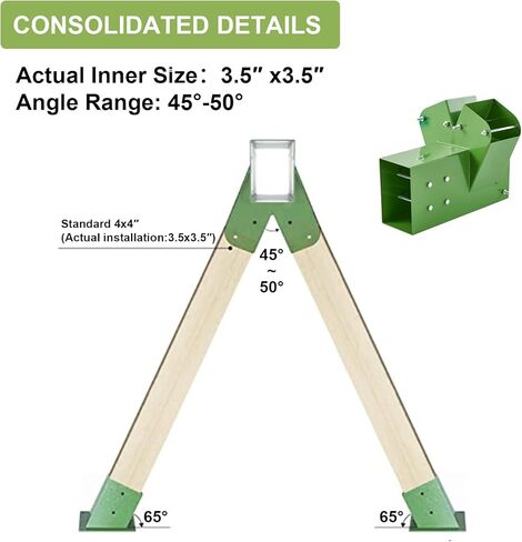 Gribouillage Swing Set Bracket 12 "Swing Bracket A-Frame Construction Swing Set الأجهزة مادة حديدية مع مسحوق أخضر نهاية قوس مجموعة أرجوحة مجموعة لساقين (4"x4") و1 (4"x6") شعاع، 2 جهاز كمبيوتر شخصى in Kuwait