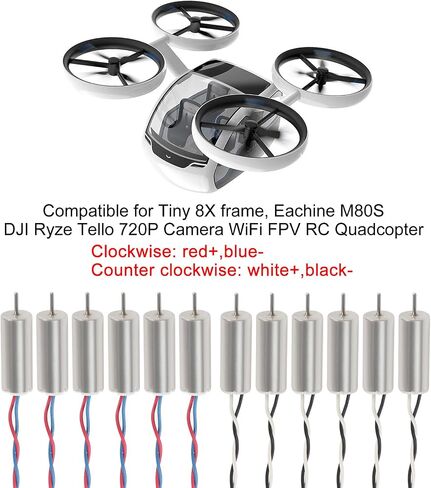 محرك XIITIA 12 قطعة 615/6x15 مم 19000KV إطار طائرة بدون طيار مجنون صغير الحجم، محرك مصقول 4CW 4CCW محرك بدون قلب مع موصل JST-1.25 لنماذج الطائرات/الطائرات بدون طيار/كوادكوبتر/لعبة الطائرات، إلخ in Saudi Arabia