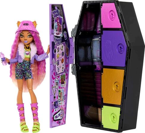 مجموعة أزياء ودمية Monster High، Clawdeen Wolf مع خزانة ملابس وأكثر من 19 مفاجأة، وأسرار Skulltimate in Saudi Arabia