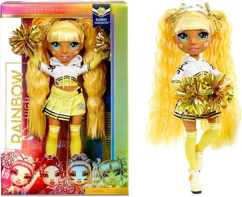 Rainbow High Cheer Sunny Madison – Yellow Cheerleader Fashion Doll with Pom Poms and Doll Accessories, Great Gift for Kids 6-12 Years Old in Kuwait