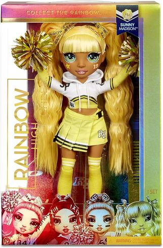 Rainbow High Cheer Sunny Madison – Yellow Cheerleader Fashion Doll with Pom Poms and Doll Accessories, Great Gift for Kids 6-12 Years Old in Kuwait