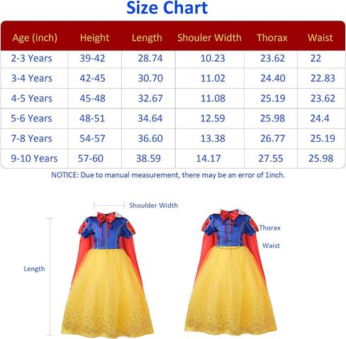 isswya Snow White Costume for Girls Princess Snow White Dress for Kids Halloween Christmas Party Cosplay Outfits 2-10Y in Saudi Arabia