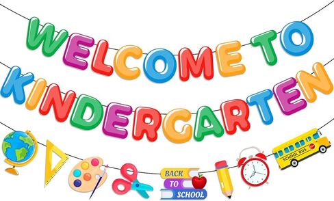 لافتة Welcome To Kindergarten، ديكورات الفصول الدراسية لرياض الاطفال تتضمن لافتة لوحة اعلانات Welcome To Kindergarten واكليل اقلام رصاص مرحبا بكم في رياض الاطفال لديكورات العودة الى المدرسة in Kuwait