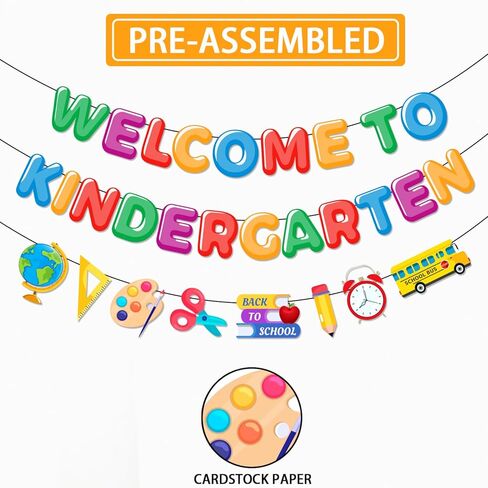 لافتة Welcome To Kindergarten، ديكورات الفصول الدراسية لرياض الاطفال تتضمن لافتة لوحة اعلانات Welcome To Kindergarten واكليل اقلام رصاص مرحبا بكم في رياض الاطفال لديكورات العودة الى المدرسة in Kuwait