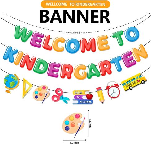 لافتة Welcome To Kindergarten، ديكورات الفصول الدراسية لرياض الاطفال تتضمن لافتة لوحة اعلانات Welcome To Kindergarten واكليل اقلام رصاص مرحبا بكم في رياض الاطفال لديكورات العودة الى المدرسة in Kuwait