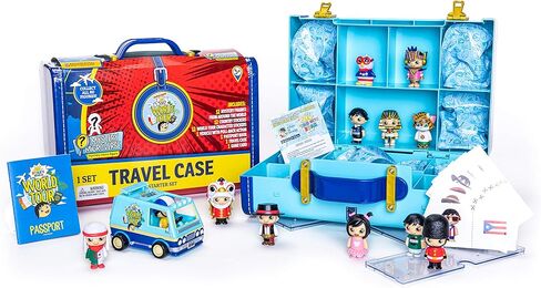 Ryan’s World Tour Suitcase, 12 Country Themed Mystery Micro Figures With Matching Stickers, Exclusive Vehicle, Educational Passport Book, Display Stands To Show Off Collection, Storage Suitcase in Kuwait