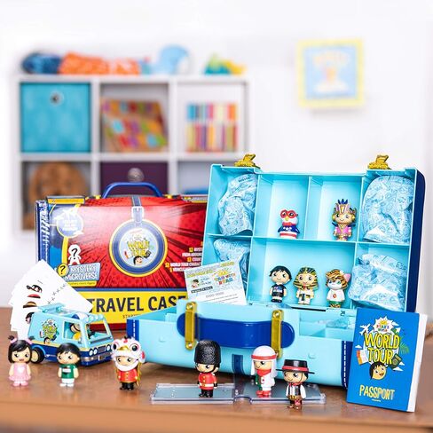 Ryan’s World Tour Suitcase, 12 Country Themed Mystery Micro Figures With Matching Stickers, Exclusive Vehicle, Educational Passport Book, Display Stands To Show Off Collection, Storage Suitcase in Kuwait