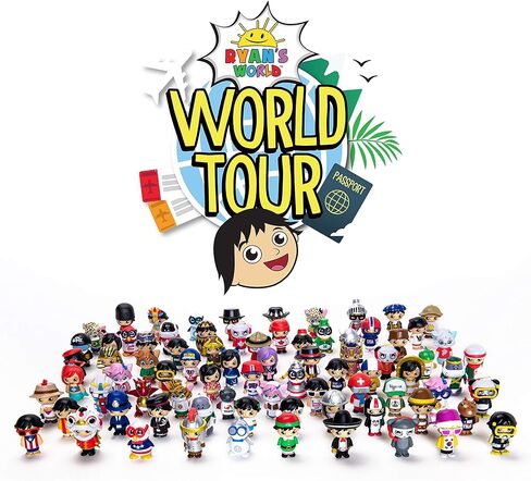 Ryan’s World Tour Suitcase, 12 Country Themed Mystery Micro Figures With Matching Stickers, Exclusive Vehicle, Educational Passport Book, Display Stands To Show Off Collection, Storage Suitcase in Kuwait