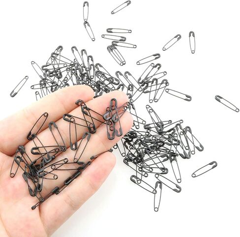 Tegg Mini Safety Pin 500PCS Black 19mm Tiny Metal Trimming Fastening Safety Clips for Jewellery Costume Tag in Saudi Arabia