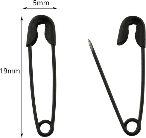 Tegg Mini Safety Pin 500PCS Black 19mm Tiny Metal Trimming Fastening Safety Clips for Jewellery Costume Tag in Saudi Arabia