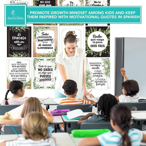 Decorably 15 Spanish Motivational Posters for Classroom, 11x14in Matte-Laminated Inspirational Classroom Decor in Spanish in Saudi Arabia