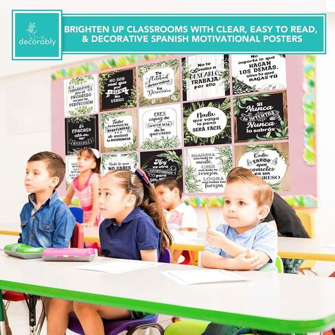 Decorably 15 Spanish Motivational Posters for Classroom, 11x14in Matte-Laminated Inspirational Classroom Decor in Spanish in Saudi Arabia
