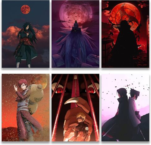 SoulAbiti Anime Poster Set - 20 Posters (A4 sized, Madara, Uchiha Sasuke, Sage Jiraya, Hatake Kakashi, and Pain More) with Double-Sided Tape Multicolor in Saudi Arabia