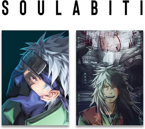 SoulAbiti Anime Poster Set - 20 Posters (A4 sized, Madara, Uchiha Sasuke, Sage Jiraya, Hatake Kakashi, and Pain More) with Double-Sided Tape Multicolor in Saudi Arabia