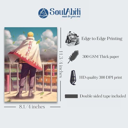 SoulAbiti Anime Poster Set - 20 Posters (A4 sized, Madara, Uchiha Sasuke, Sage Jiraya, Hatake Kakashi, and Pain More) with Double-Sided Tape Multicolor in Saudi Arabia