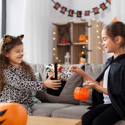 100 Counts Halloween Treat Bags Trick or Treat Candy Favor Bags Boo Spooky Cellophane Goodie Bags with 200 Pieces Orange and Silver Twist Ties for Kids Halloween Party Supplies, 4 Assorted Styles in Saudi Arabia