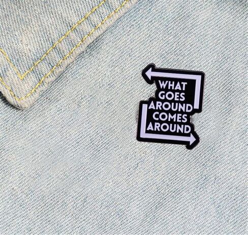 ما يدور يأتي حول دبوس المينا دبابيس التلبيب الحروف شارات التلبيب دبابيس للأصدقاء على ظهره ملابس اقتباس دبوس معدني بروش مجوهرات هدية ديكور ذاتي الصنع in Kuwait