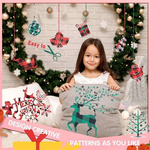 Bonnyhtv Buffalo Plaid HTV Vinyl 12" x 5ft، حديد على الفينيل للكريكات والنقش، لفافة فينيل منقوشة باللون الأبيض والأسود للقمصان والحقائب والمناديل والوسائد والقبعات والجوارب وديكورات عيد الميلاد in Kuwait