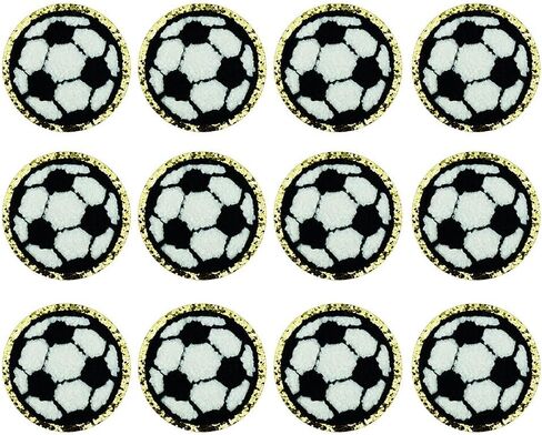 SaktopDeco 12 PCS Soccer Ball Patch Gold Edges Chenille Patches Football Iron On Patch Sports Patches for Hat Bags DIY Repair in Saudi Arabia