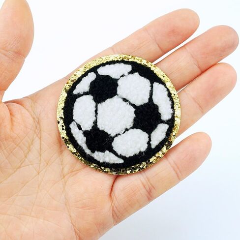 SaktopDeco 12 PCS Soccer Ball Patch Gold Edges Chenille Patches Football Iron On Patch Sports Patches for Hat Bags DIY Repair in Saudi Arabia