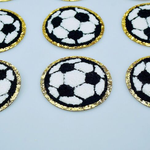 SaktopDeco 12 PCS Soccer Ball Patch Gold Edges Chenille Patches Football Iron On Patch Sports Patches for Hat Bags DIY Repair in Saudi Arabia