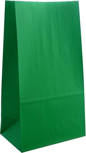 حقيبة هدايا للحفلات - 50 عبوة من أكياس الغداء الورقية المصنوعة من ورق الكرافت باللون الأخضر الزمردي الداكن لأعياد الميلاد وعيد القديس باتريك وعيد الميلاد - 5 × 3 × 9 بوصة in Kuwait