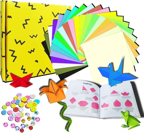 YYUNJINI ورق اوريغامي للأطفال والكبار هدايا عيد الميلاد، ورق بناء بألوان متنوعة 200 ورقة 20 مجموعة ورق ملون، شرائط ورقية قابلة للطي DIY مجموعة ورق حرفية فنية مع مشاريع كتاب اوريغامي in Kuwait