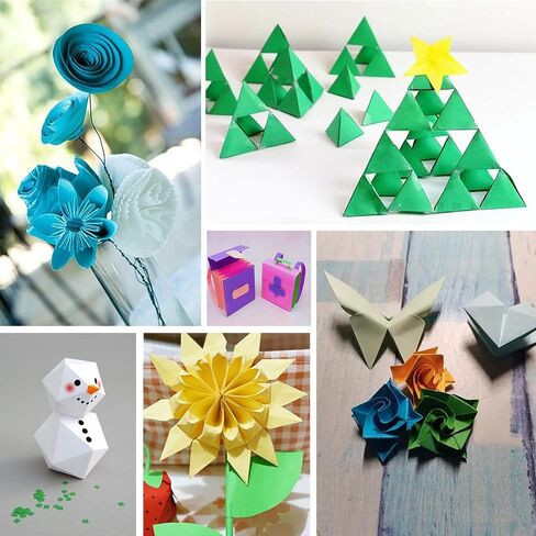 YYUNJINI ورق اوريغامي للأطفال والكبار هدايا عيد الميلاد، ورق بناء بألوان متنوعة 200 ورقة 20 مجموعة ورق ملون، شرائط ورقية قابلة للطي DIY مجموعة ورق حرفية فنية مع مشاريع كتاب اوريغامي in Kuwait