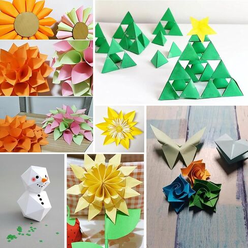 YYUNJINI ورق اوريغامي للأطفال والكبار هدايا عيد الميلاد، ورق بناء بألوان متنوعة 200 ورقة 20 مجموعة ورق ملون، شرائط ورقية قابلة للطي DIY مجموعة ورق حرفية فنية مع مشاريع كتاب اوريغامي in Kuwait