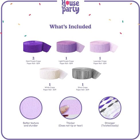 HOUSE OF PARTY Brown Crepe Paper Streamers | 6 Crepe Paper Rolls 492ft (1.8 Inch x 82 Ft/Roll) | 4 Shades of Copper Crepe, Blush Crepe & Dusty Rose Crepe Streamers for Wedding and Party Decoration in Saudi Arabia