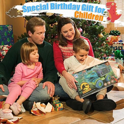 SLZQ 16 in 1 Tyrannosaurus Dinosaur Truck Toys for Kids, Monster Trucks Toys for Kids, Dino Truck Transport Cars Playset, Dinosaurs Toys for Kids 3 4 5 6 7+ Year Old in Kuwait