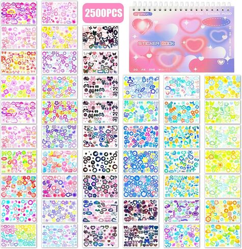 RYKOMO 2500 PCS Korean Photocard Stickers Book Self-Adhesive Kpop Scrapbook Stickers Heart Ribbons Butterfly Stars Cute Deco Stickers for Scrapbooking DIY Craft Aesthetic Decorate in Kuwait