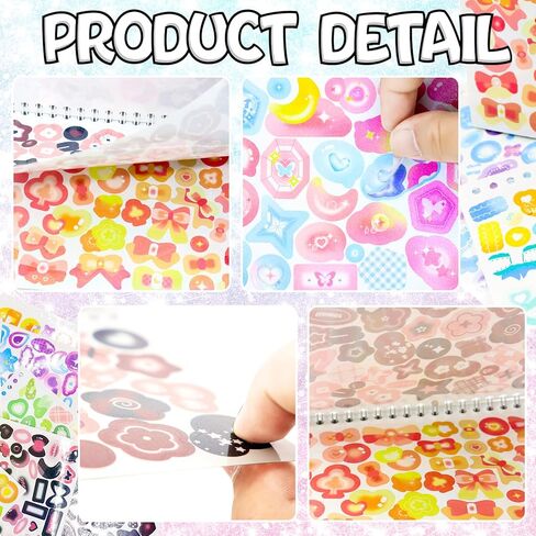 RYKOMO 2500 PCS Korean Photocard Stickers Book Self-Adhesive Kpop Scrapbook Stickers Heart Ribbons Butterfly Stars Cute Deco Stickers for Scrapbooking DIY Craft Aesthetic Decorate in Kuwait