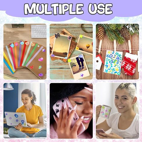 RYKOMO 2500 PCS Korean Photocard Stickers Book Self-Adhesive Kpop Scrapbook Stickers Heart Ribbons Butterfly Stars Cute Deco Stickers for Scrapbooking DIY Craft Aesthetic Decorate in Kuwait
