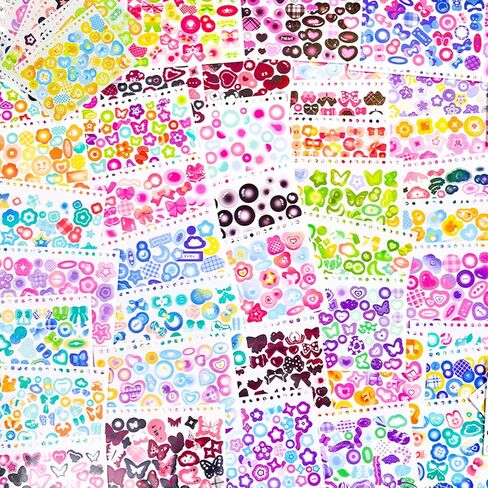 RYKOMO 2500 PCS Korean Photocard Stickers Book Self-Adhesive Kpop Scrapbook Stickers Heart Ribbons Butterfly Stars Cute Deco Stickers for Scrapbooking DIY Craft Aesthetic Decorate in Kuwait