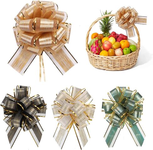 20 قطعة من شريط تغليف الهدايا على شكل فيونكة سحب كبيرة لسلال هدايا الزفاف، شريط لف هدايا ملون، فيونكات سحب وهدايا تزيين وتزيين الزهور in Kuwait