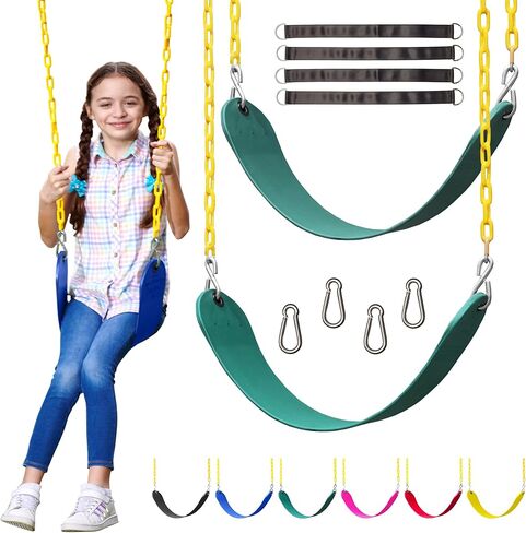 Jungle Gym Kingdom Tree 2 Pack مقعد متأرجح شديد التحمل بطول 66 بوصة من البلاستيك المطلي بخطافات المفاجئة (أخضر) in Kuwait