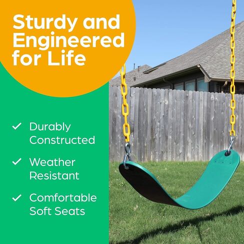 Jungle Gym Kingdom Tree 2 Pack مقعد متأرجح شديد التحمل بطول 66 بوصة من البلاستيك المطلي بخطافات المفاجئة (أخضر) in Kuwait