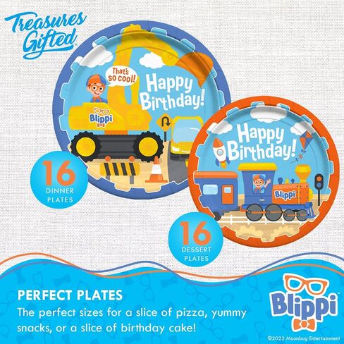 Treasures Gifted Officially Licensed Blippi Birthday Party Supplies Vehicle - Serves 24 Guests - Complete Set Blippi Party Supplies - Blippi Birthday Decorations, Blippi Plates, Cupcake Toppers & More in Saudi Arabia