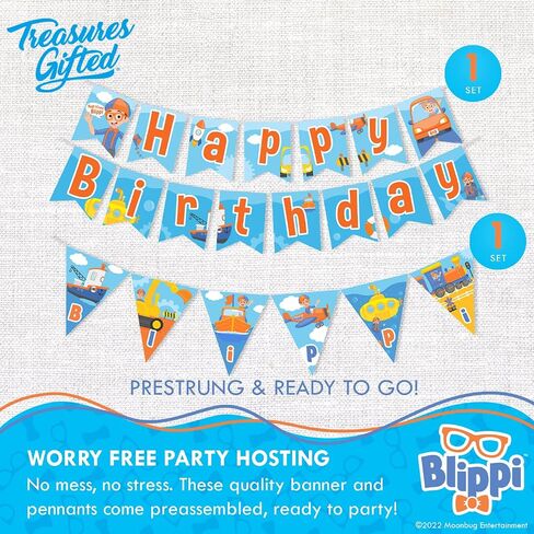 Treasures Gifted Officially Licensed Blippi Birthday Party Supplies Vehicle - Serves 24 Guests - Complete Set Blippi Party Supplies - Blippi Birthday Decorations, Blippi Plates, Cupcake Toppers & More in Saudi Arabia