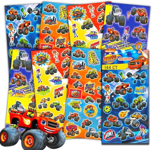 Nick Shop Blaze and The Monster Machines Party Supplies Stickers Pack ~ 144 Blaze Stickers for Loot and Goodie Bag Stuffers, Rewards, and More (8 Party Favors Sheets),Blaze birthday Party Supplies in Kuwait