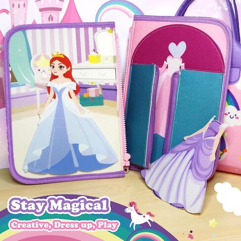 لوحة مشغولة من weirtoya للأطفال الصغار، 8 صفحات ألعاب مونتيسوري ألعاب الفتيات الصغيرات أنشطة التعلم في مرحلة ما قبل المدرسة ألعاب سفر للأطفال الصغار مع المهارات الحياتية والأبجدية والأرقام والألغاز والملابس وما إلى ذلك. ألعاب يونيكورن in Kuwait