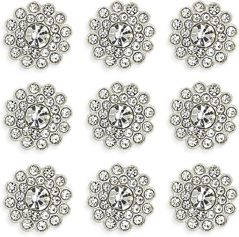 200 pcs Rhinestone Embellishments Crystal Decoration Brooch Button Flatback DIY Craft for Flower Headband Dress Accessory 14mm (200 PCS Silver) in Saudi Arabia