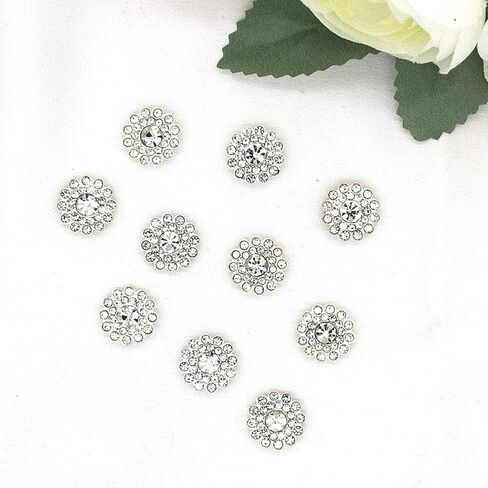 200 pcs Rhinestone Embellishments Crystal Decoration Brooch Button Flatback DIY Craft for Flower Headband Dress Accessory 14mm (200 PCS Silver) in Saudi Arabia