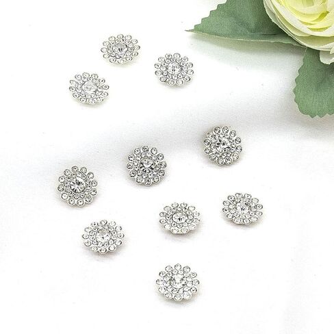 200 pcs Rhinestone Embellishments Crystal Decoration Brooch Button Flatback DIY Craft for Flower Headband Dress Accessory 14mm (200 PCS Silver) in Saudi Arabia