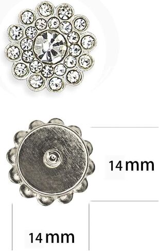 200 pcs Rhinestone Embellishments Crystal Decoration Brooch Button Flatback DIY Craft for Flower Headband Dress Accessory 14mm (200 PCS Silver) in Saudi Arabia