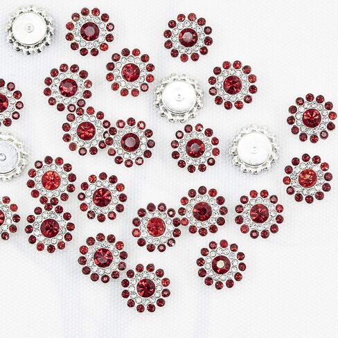 200 pcs Rhinestone Embellishments Crystal Decoration Brooch Button Flatback DIY Craft for Flower Headband Dress Accessory 14mm (200 PCS Silver) in Saudi Arabia