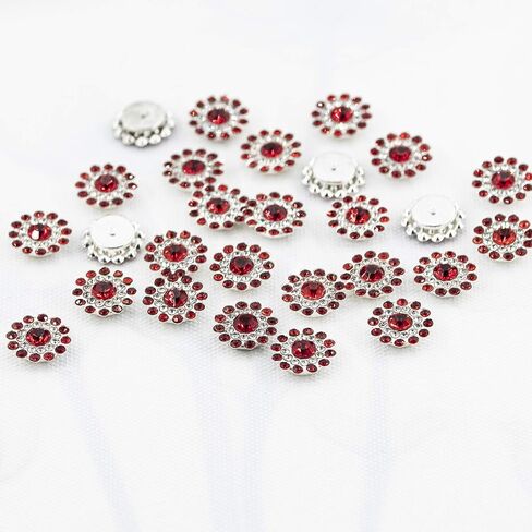 200 pcs Rhinestone Embellishments Crystal Decoration Brooch Button Flatback DIY Craft for Flower Headband Dress Accessory 14mm (200 PCS Silver) in Saudi Arabia