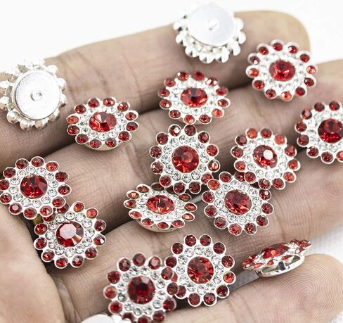 200 pcs Rhinestone Embellishments Crystal Decoration Brooch Button Flatback DIY Craft for Flower Headband Dress Accessory 14mm (200 PCS Silver) in Saudi Arabia